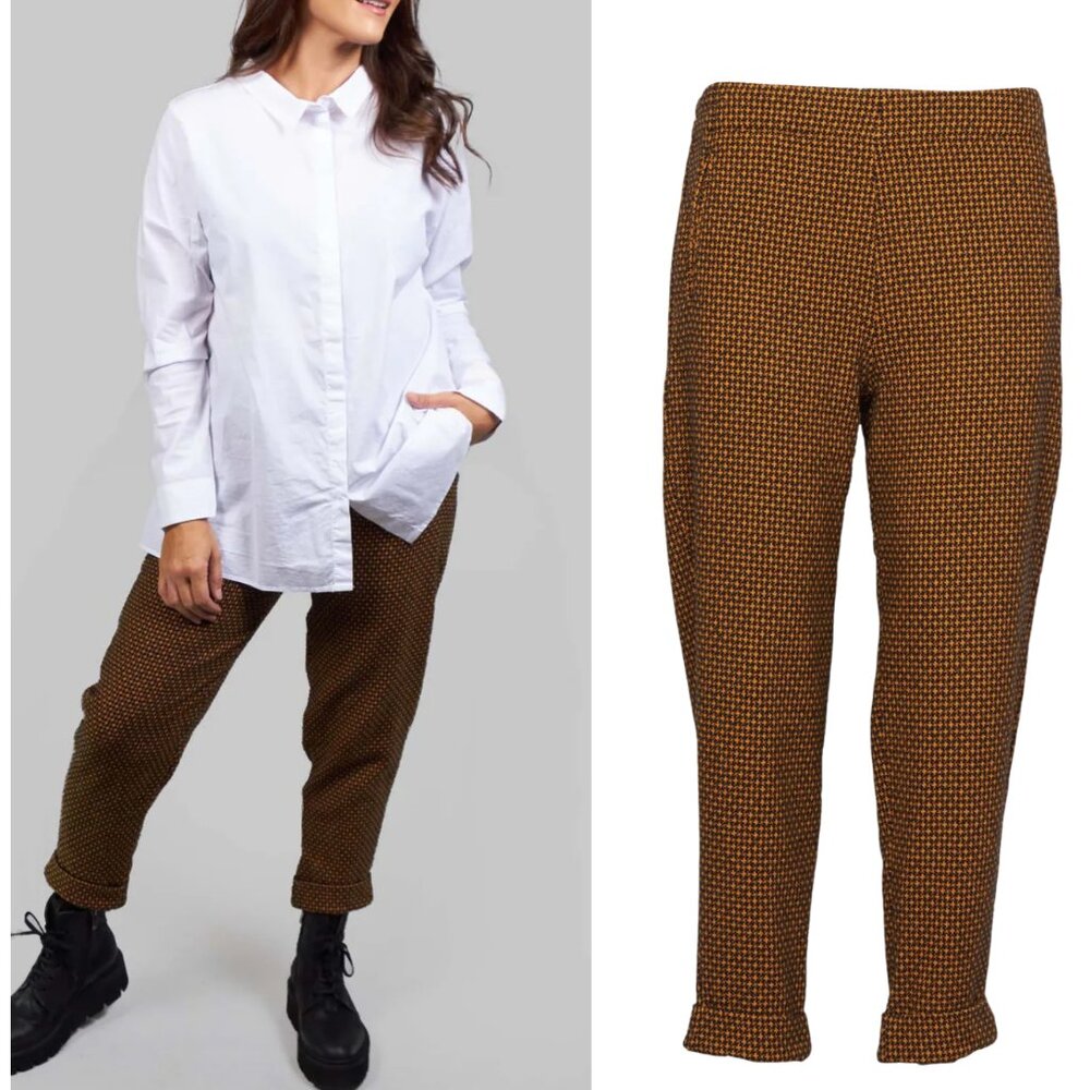 ELEMENTE CLEMENTE Houndstooth print crop Geisha pants NWT sz 3 L